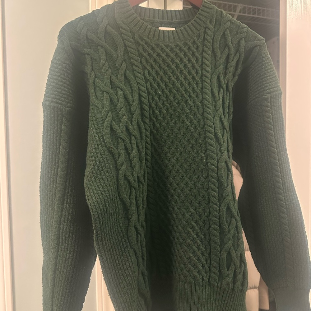 Sunday Best Peggy Green Cable Knit Sweater
